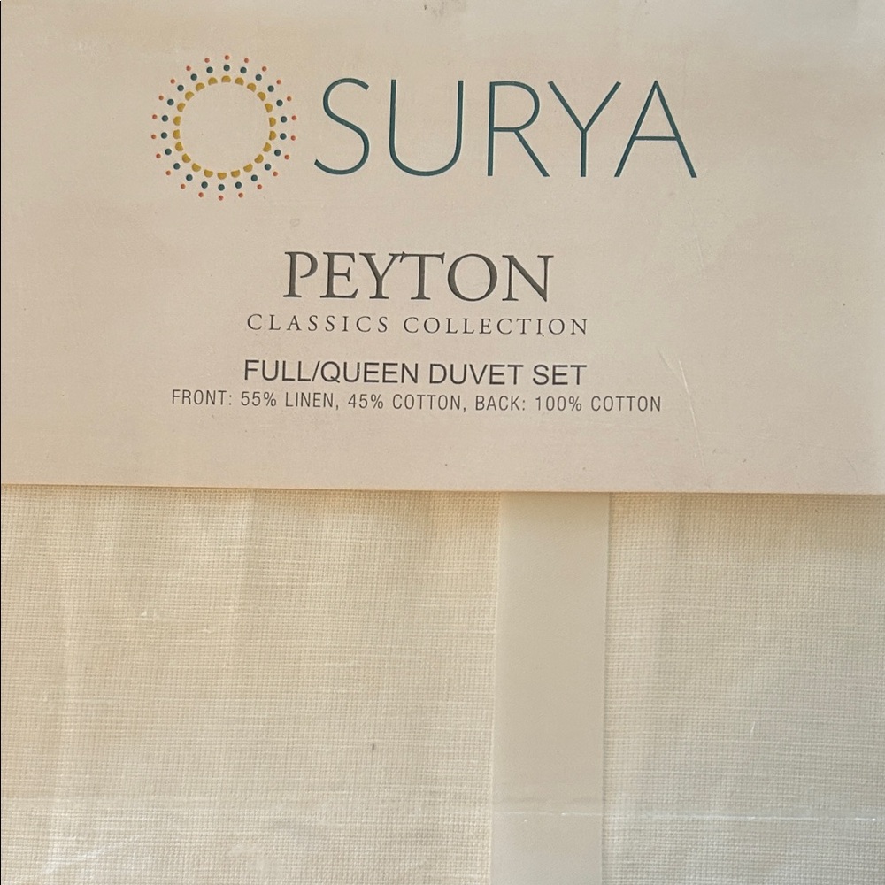 Surya Peyton Classics Full/Queen Duvet Set in Natural Cream